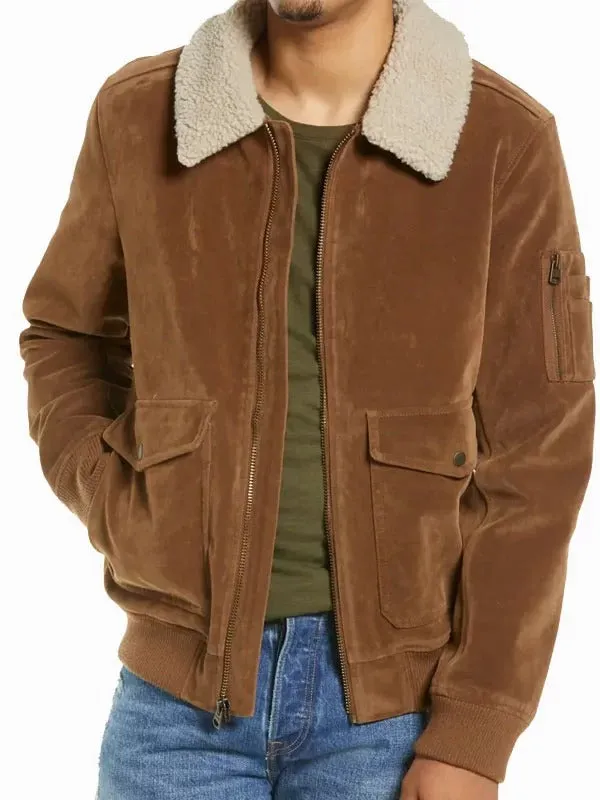 Bomber Suede Leather Jacket for Men