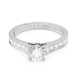 Cartier GIA Certificated Platinum 0.81ct Diamond Ring