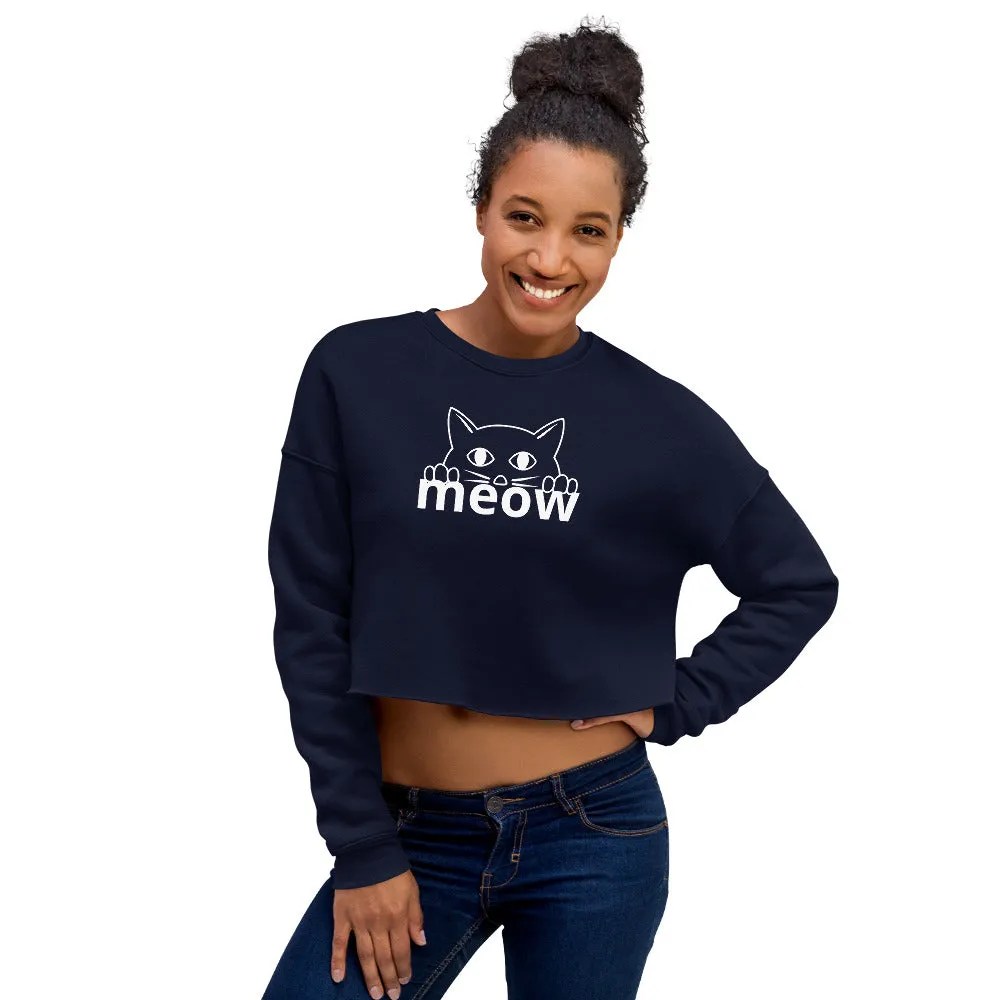 Cat Face Meow Comfortable And Fashionable Cropped Sweatshirt