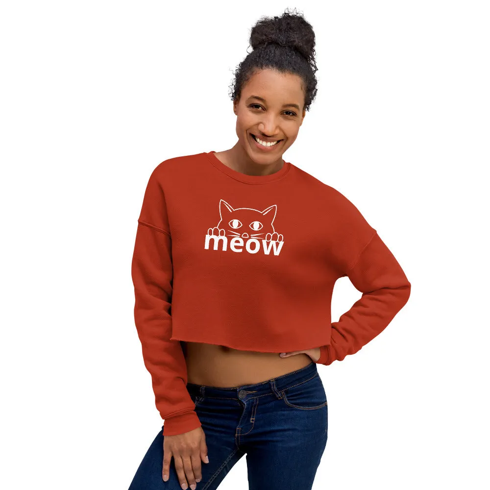 Cat Face Meow Comfortable And Fashionable Cropped Sweatshirt