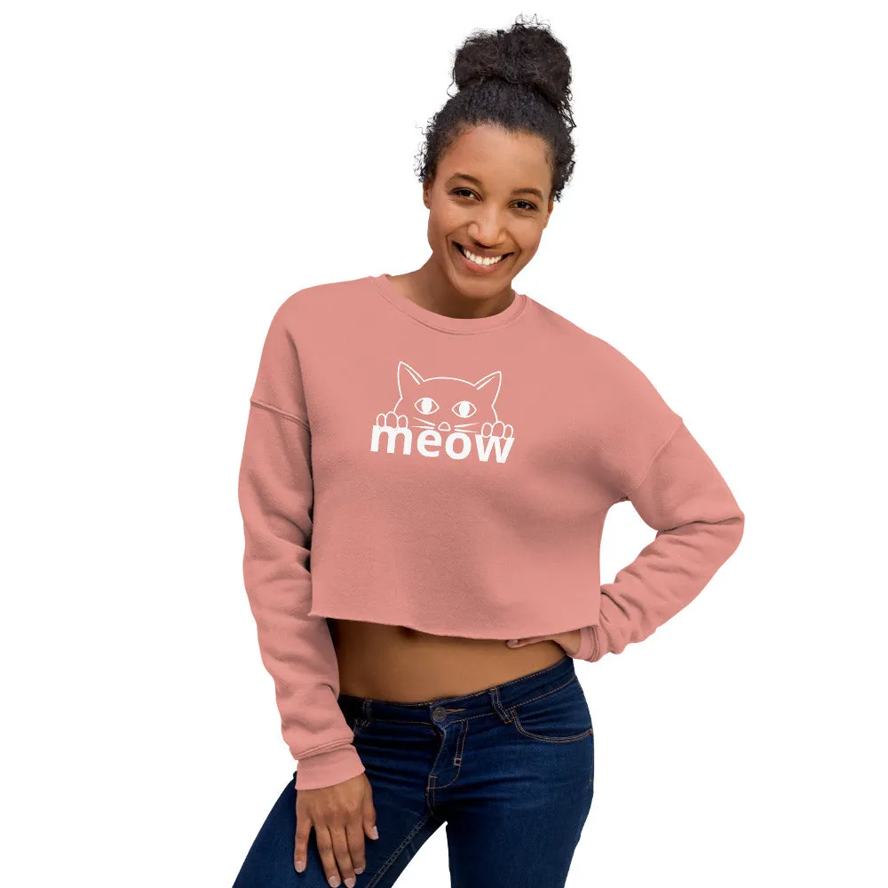 Cat Face Meow Comfortable And Fashionable Cropped Sweatshirt