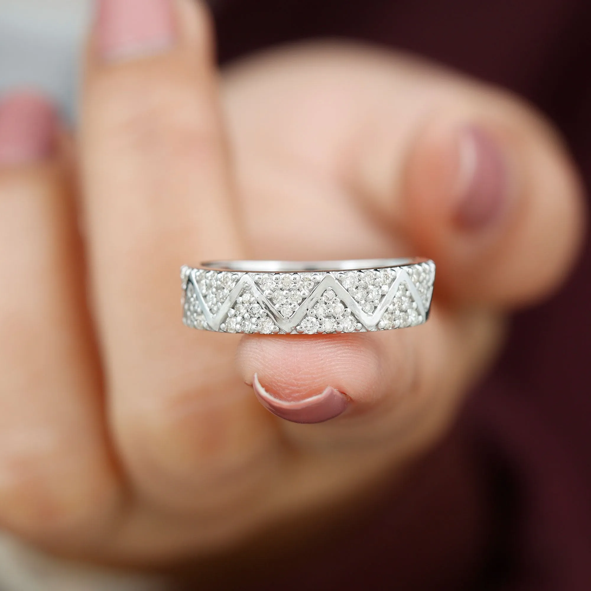 Certified Diamond Zig Zag Wedding Band Ring