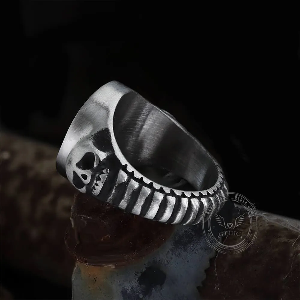 Chaos Star Stainless Steel Skull Ring