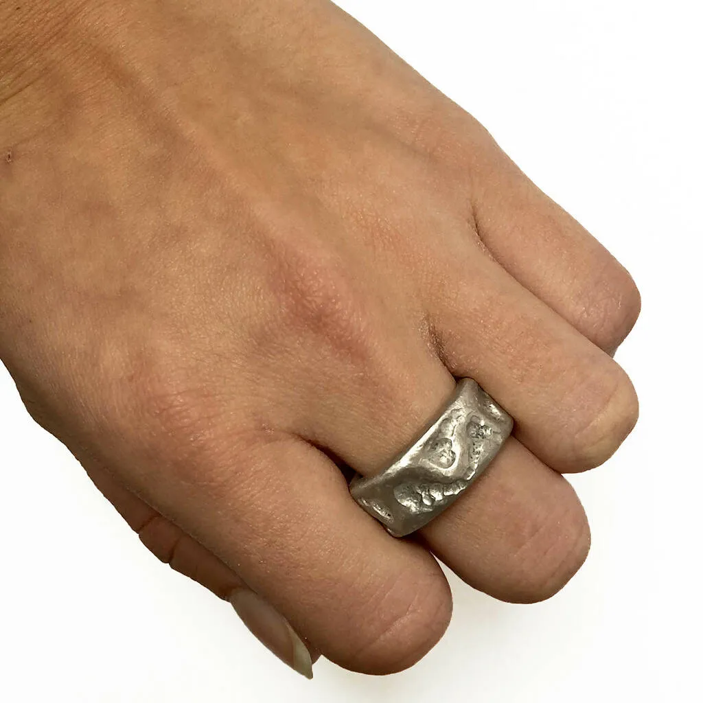 Chunky Hammered Silver Band