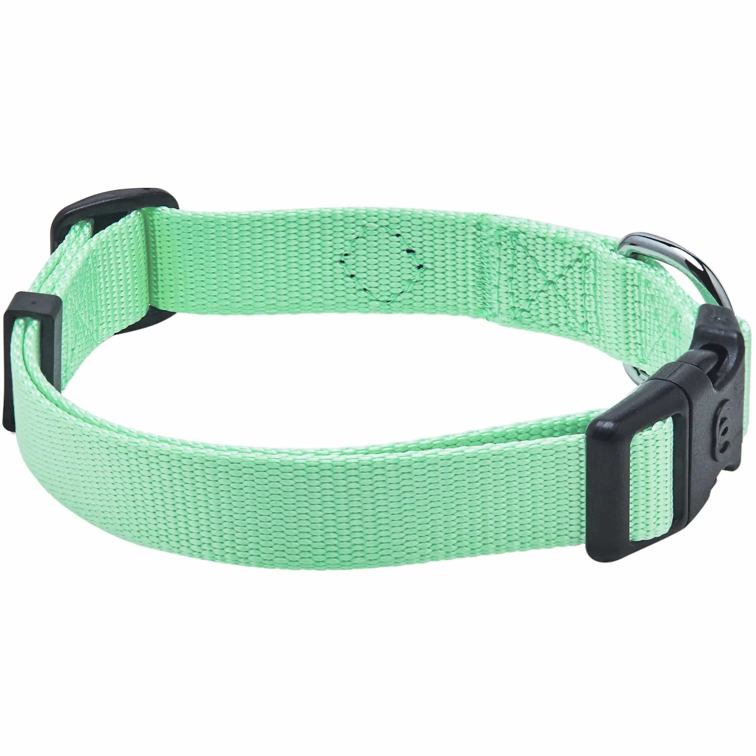 Classic Solid Color Adjustable Dog Collar, Green