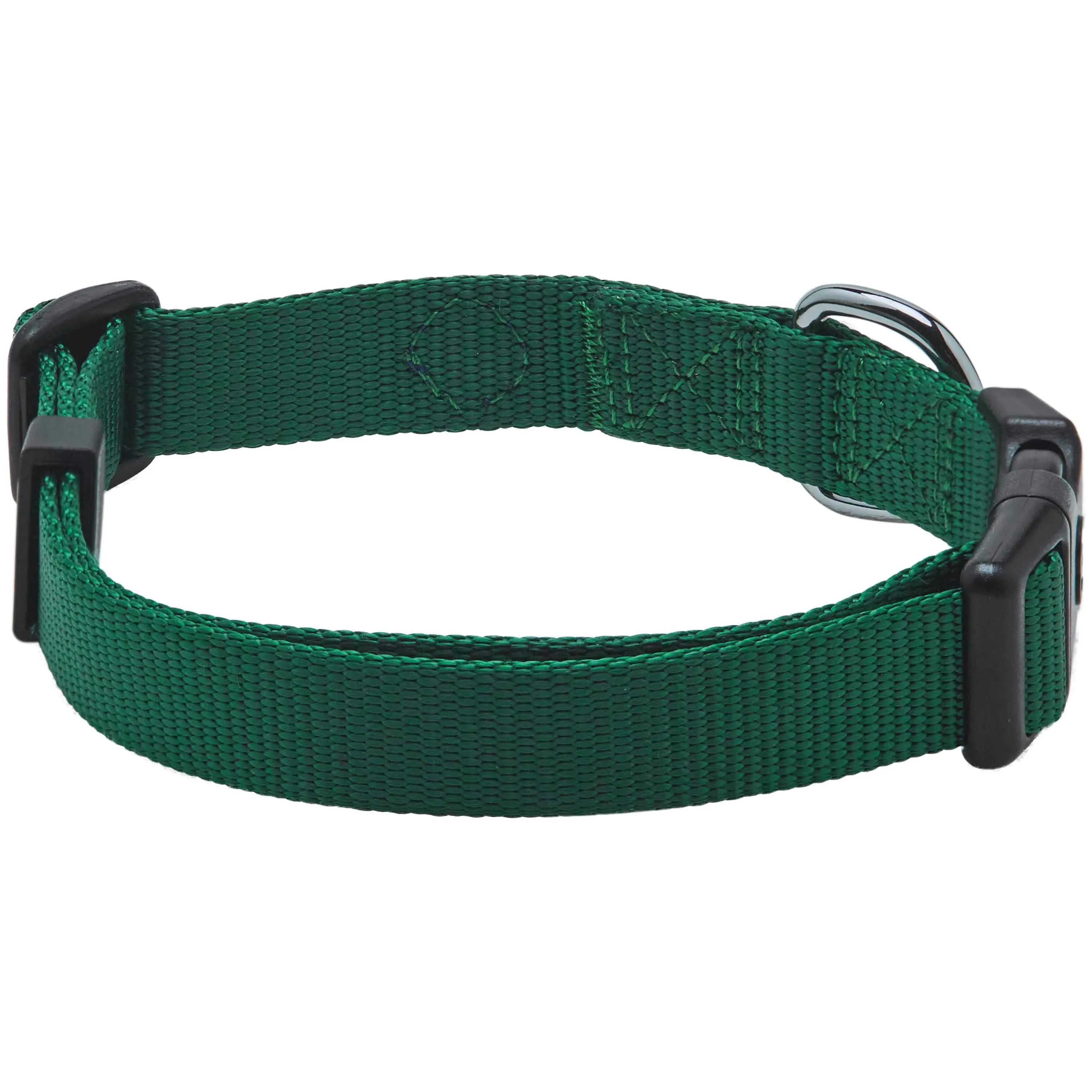 Classic Solid Color Adjustable Dog Collar, Green