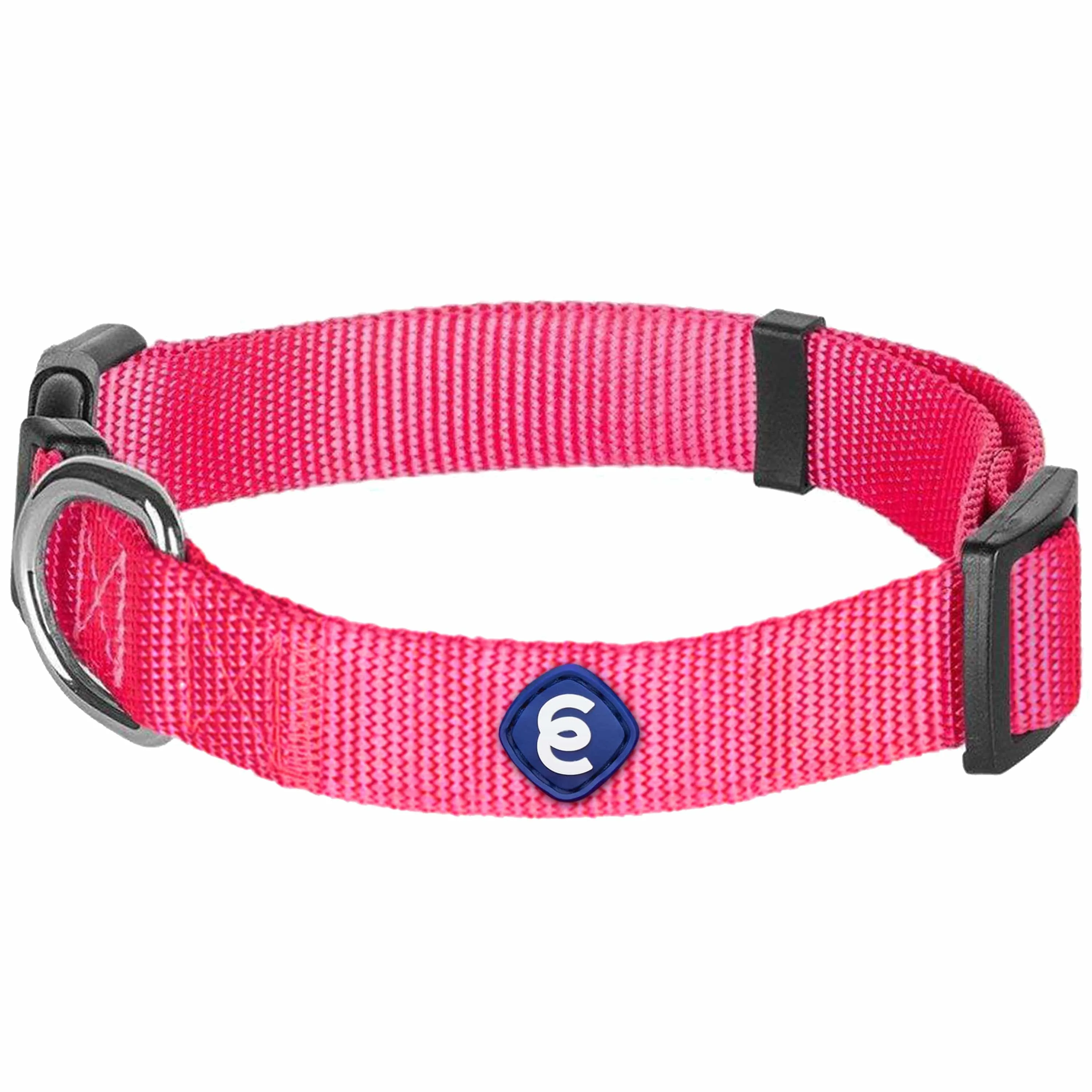 Classic Solid Color Adjustable Dog Collar, Pink/Red