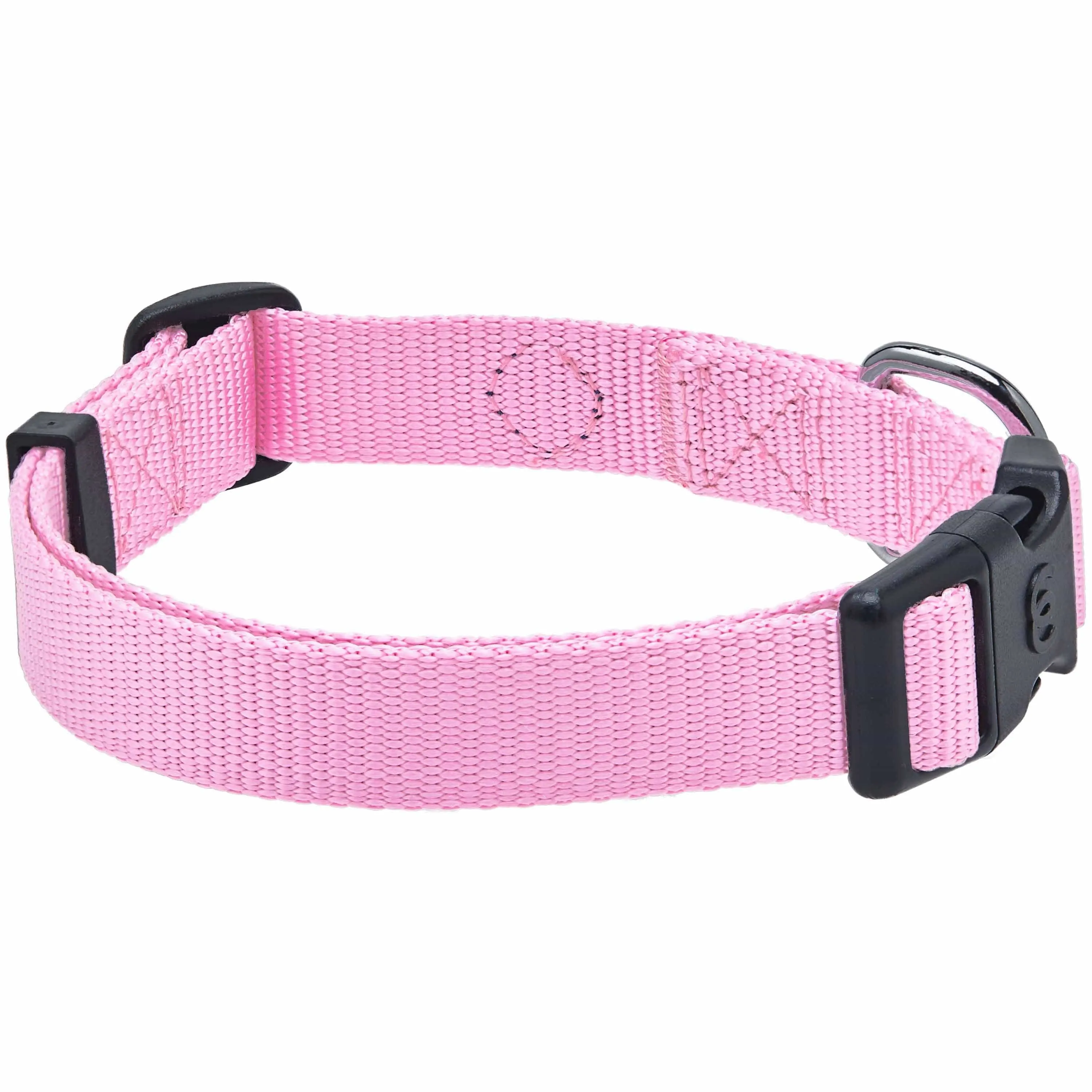 Classic Solid Color Adjustable Dog Collar, Pink/Red