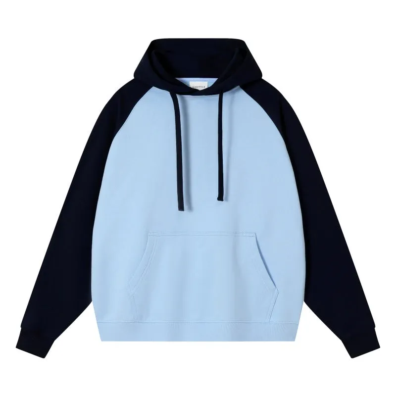 COLOR BLOCKED SHOULDER SWEATSHIRT PULLOVER HOODIE