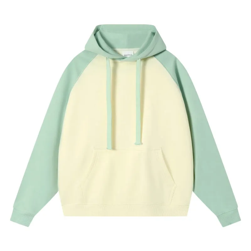 COLOR BLOCKED SHOULDER SWEATSHIRT PULLOVER HOODIE