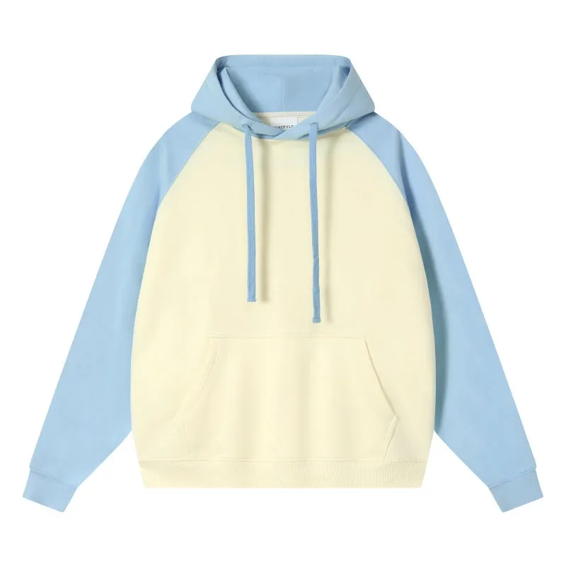 COLOR BLOCKED SHOULDER SWEATSHIRT PULLOVER HOODIE