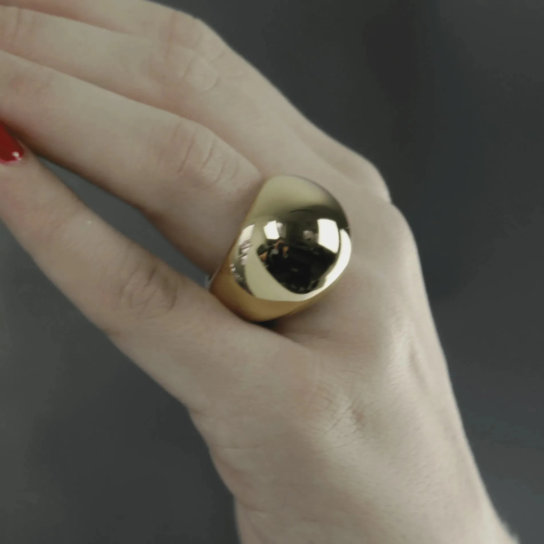 Courage Waterproof Chunky Sphere Statement Ring 18K Gold Plating