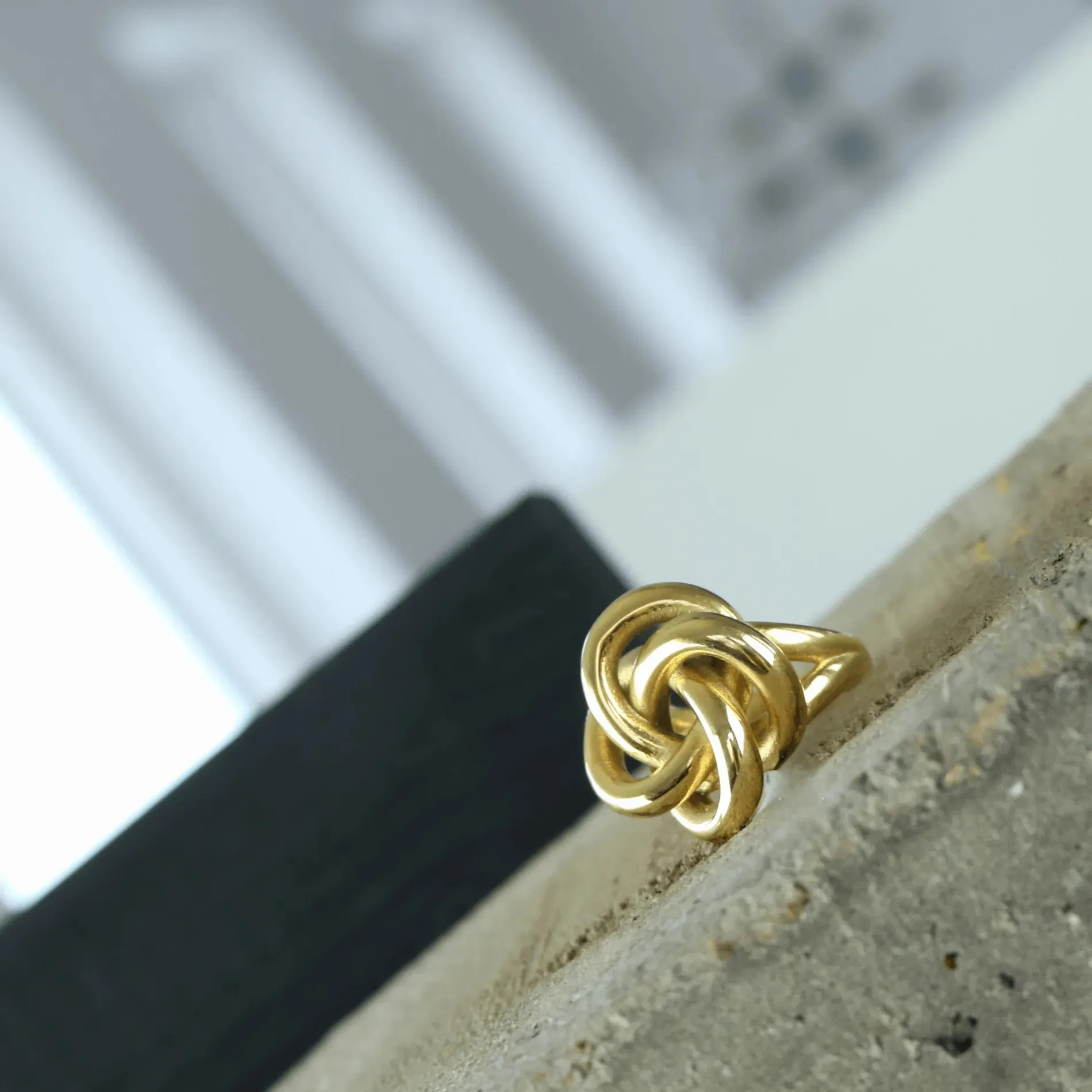 Courage Waterproof Chunky Twisted Statement Ring 18K Gold Plating