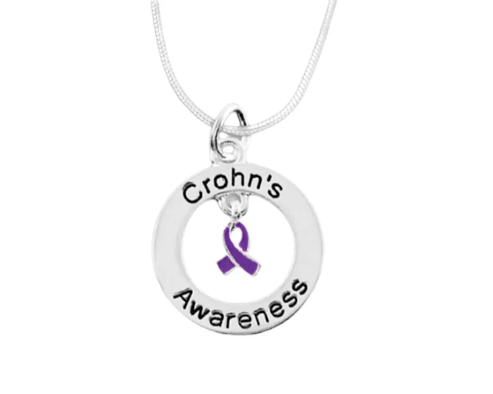 Crohn's Awareness Round Charm Necklaces