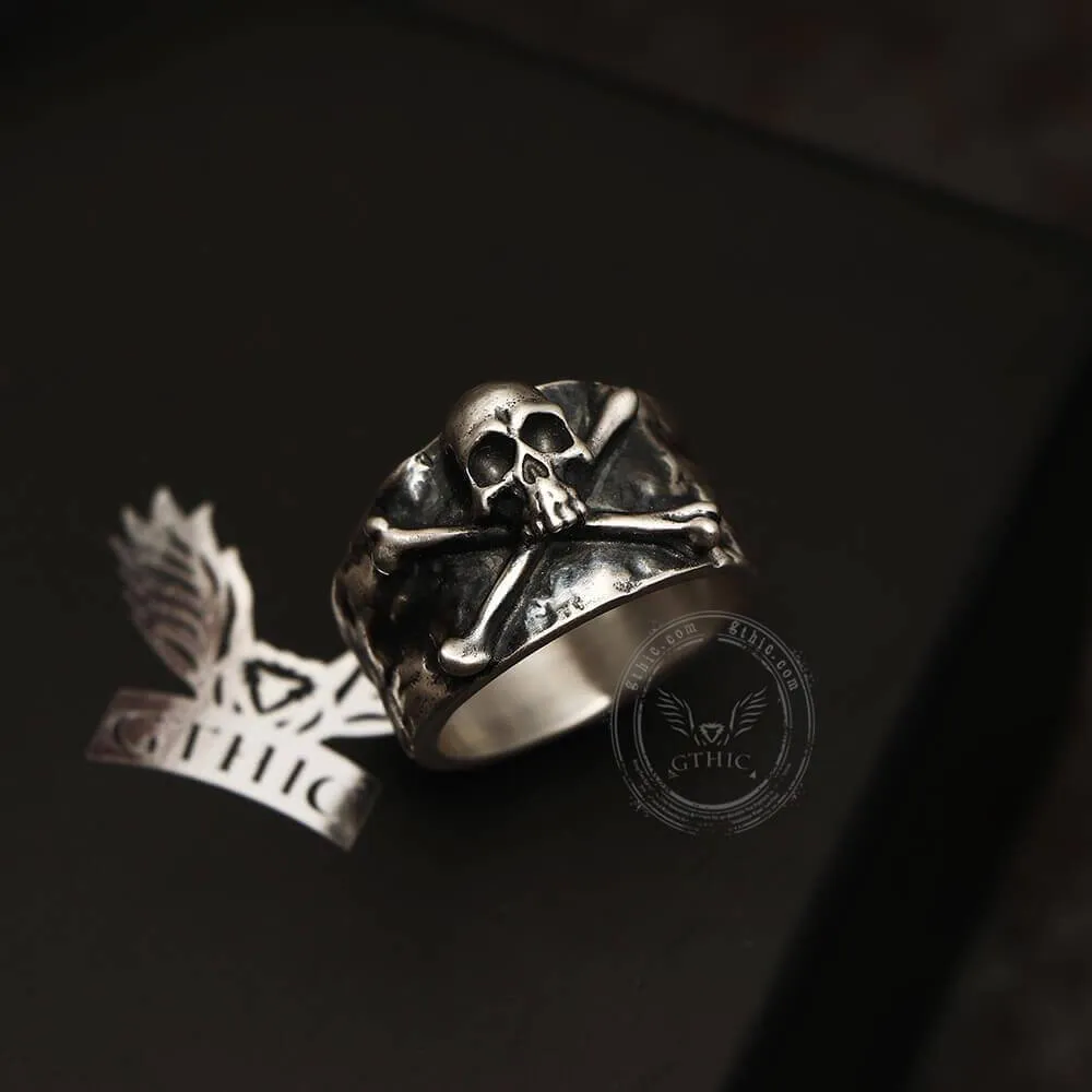 Crossbones Pirate Sterling Silver Skull Ring