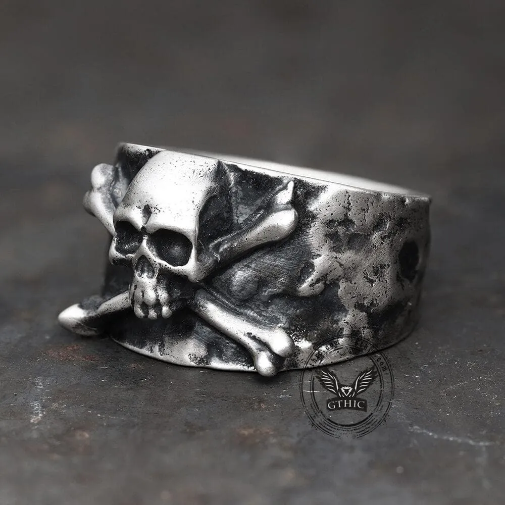 Crossbones Pirate Sterling Silver Skull Ring