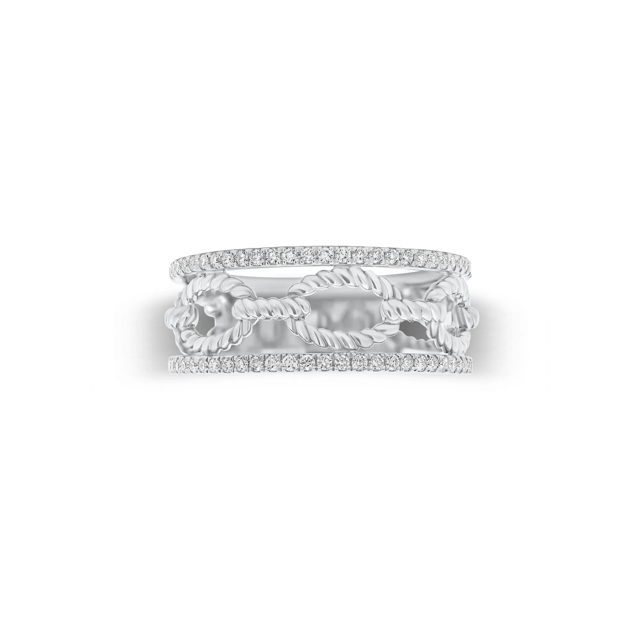 Diamond & Gold Rope Link Ring