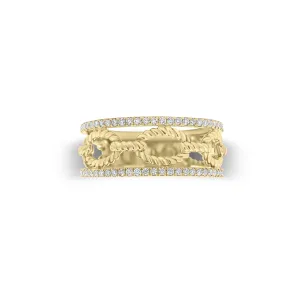 Diamond & Gold Rope Link Ring