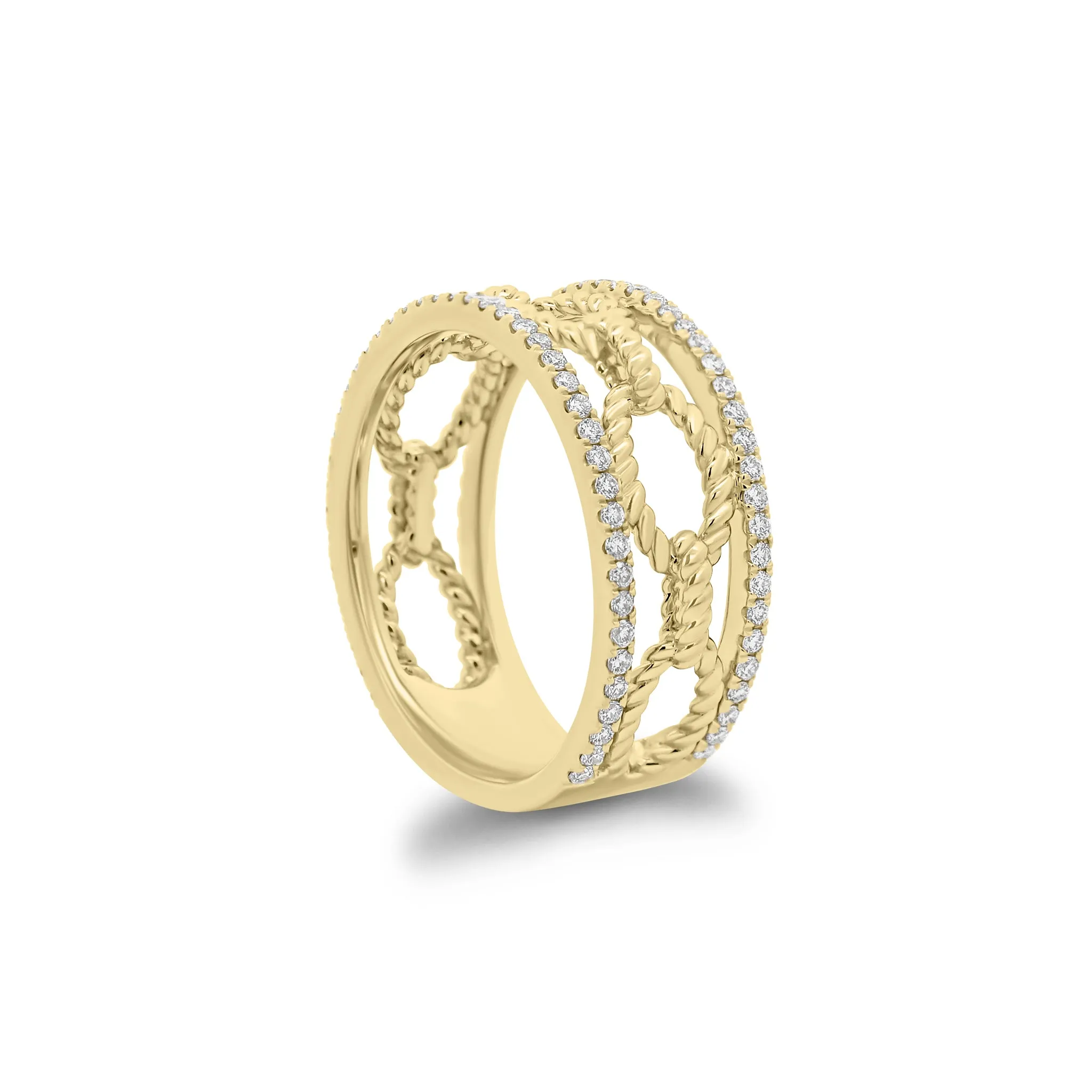 Diamond & Gold Rope Link Ring