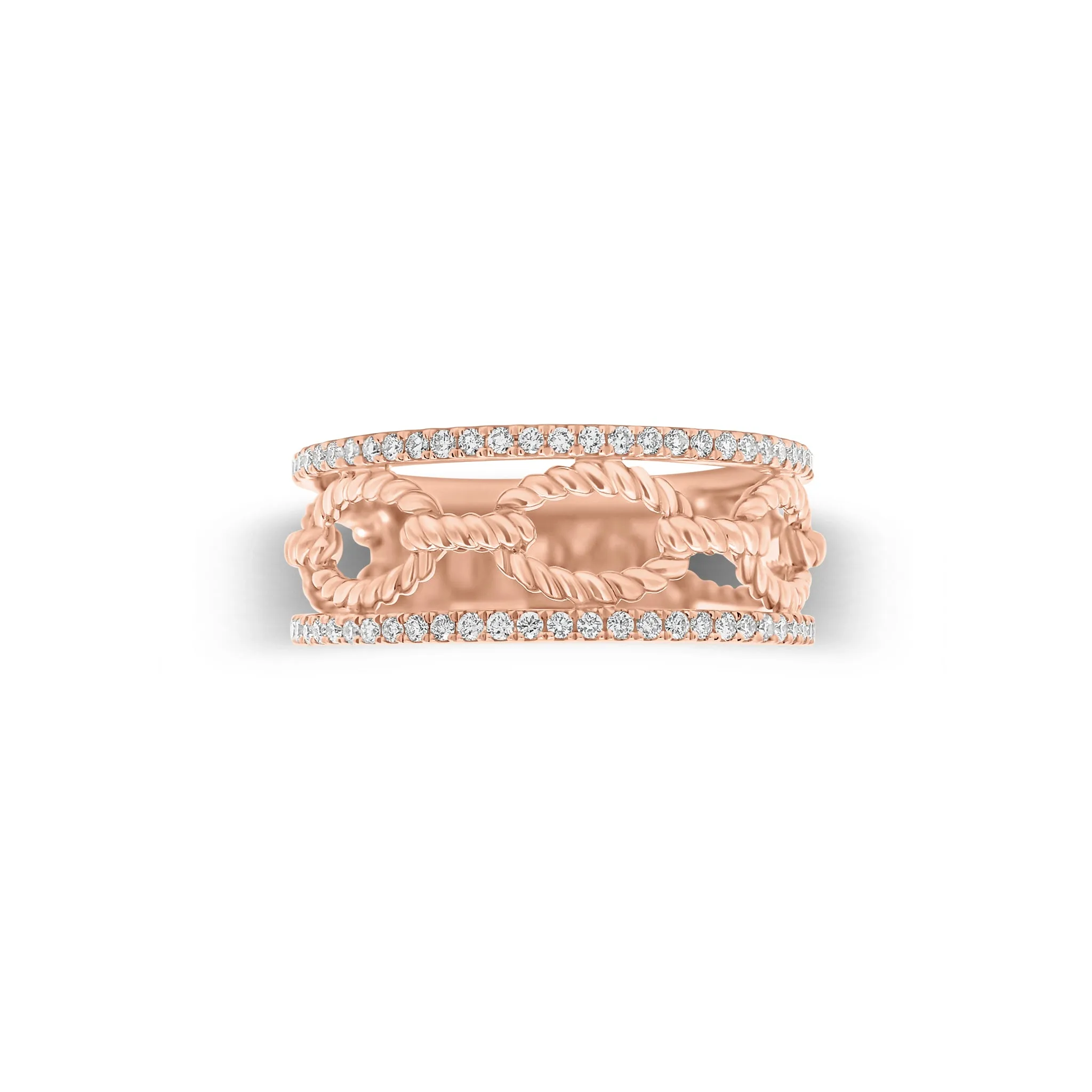 Diamond & Gold Rope Link Ring