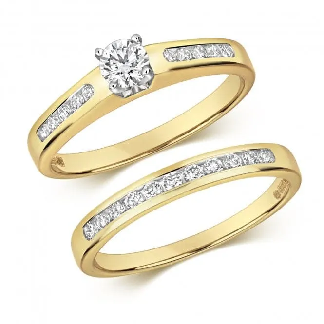 Diamond Jewellery 9k Gold Diamond Bridal Set Rings RD557