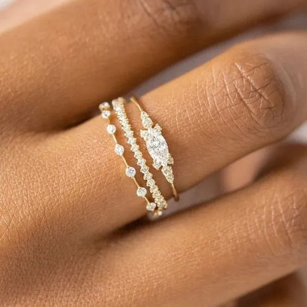 Elegant Gold Color Zircon Crystal Ring