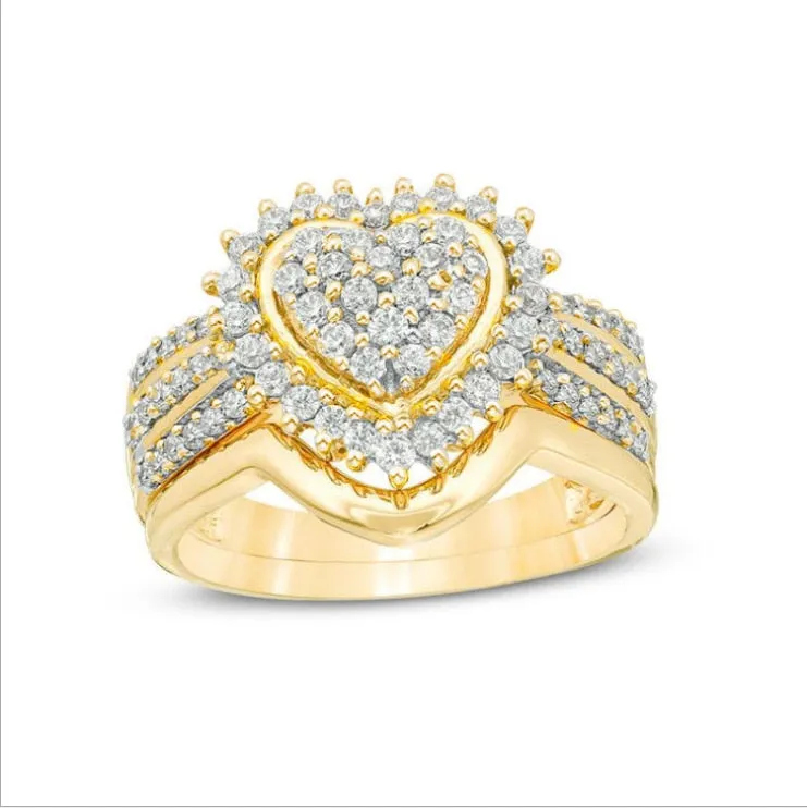 Elegant Gold Color Zircon Crystal Ring