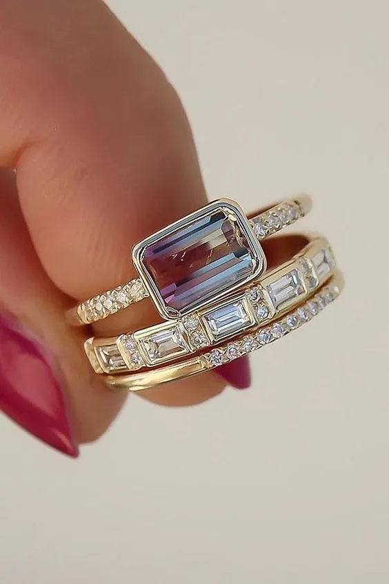 Elegant Gold Color Zircon Crystal Ring