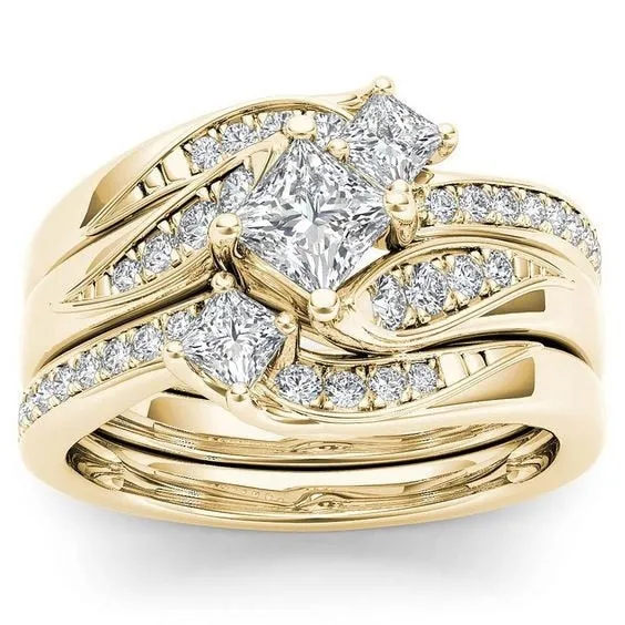 Elegant Gold Color Zircon Crystal Ring