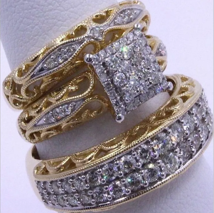 Elegant Gold Color Zircon Crystal Ring