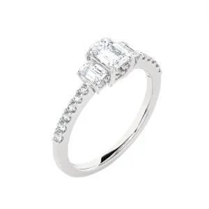 Emerald-Cut Three Stone Lab Grown Diamond Ring