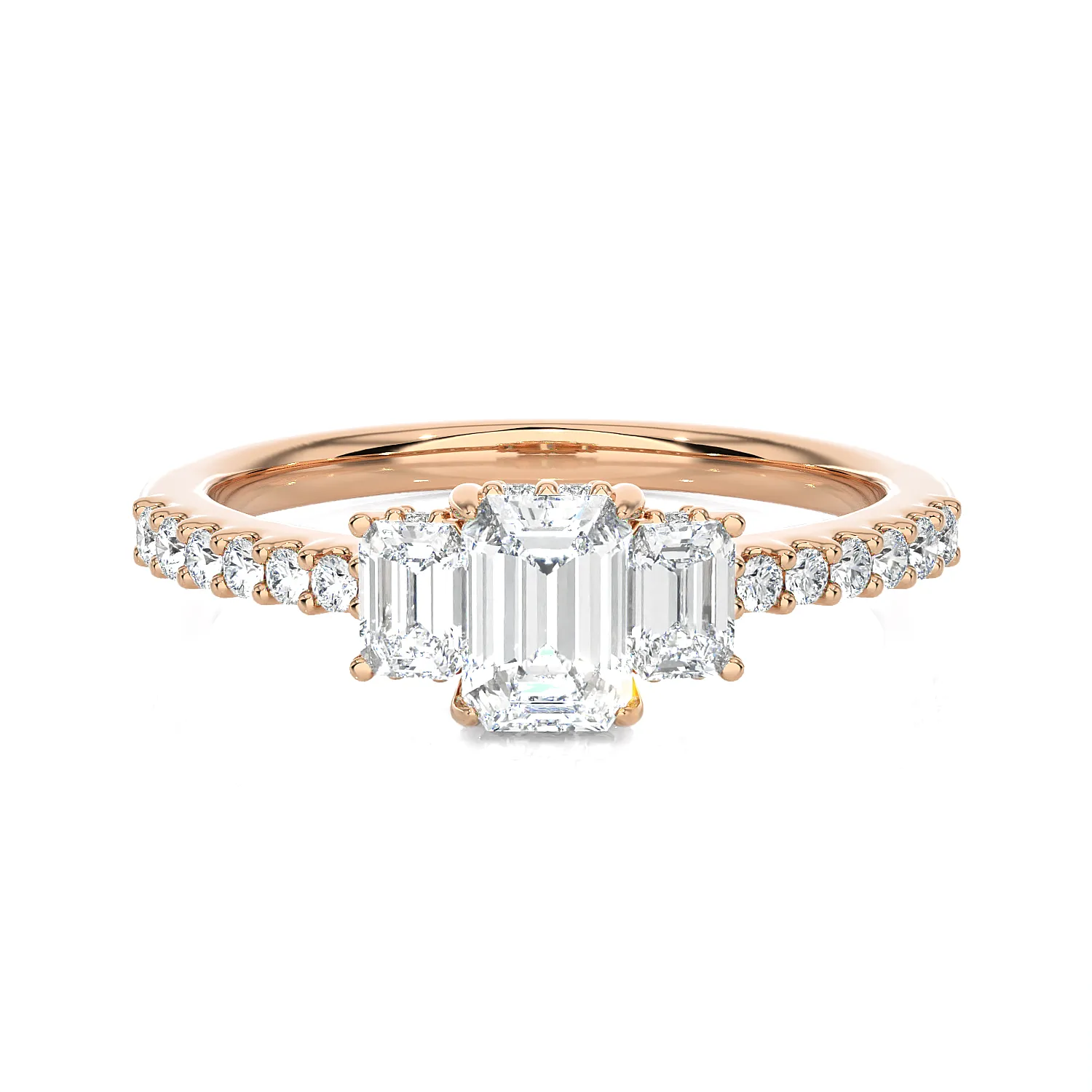 Emerald-Cut Three Stone Lab Grown Diamond Ring