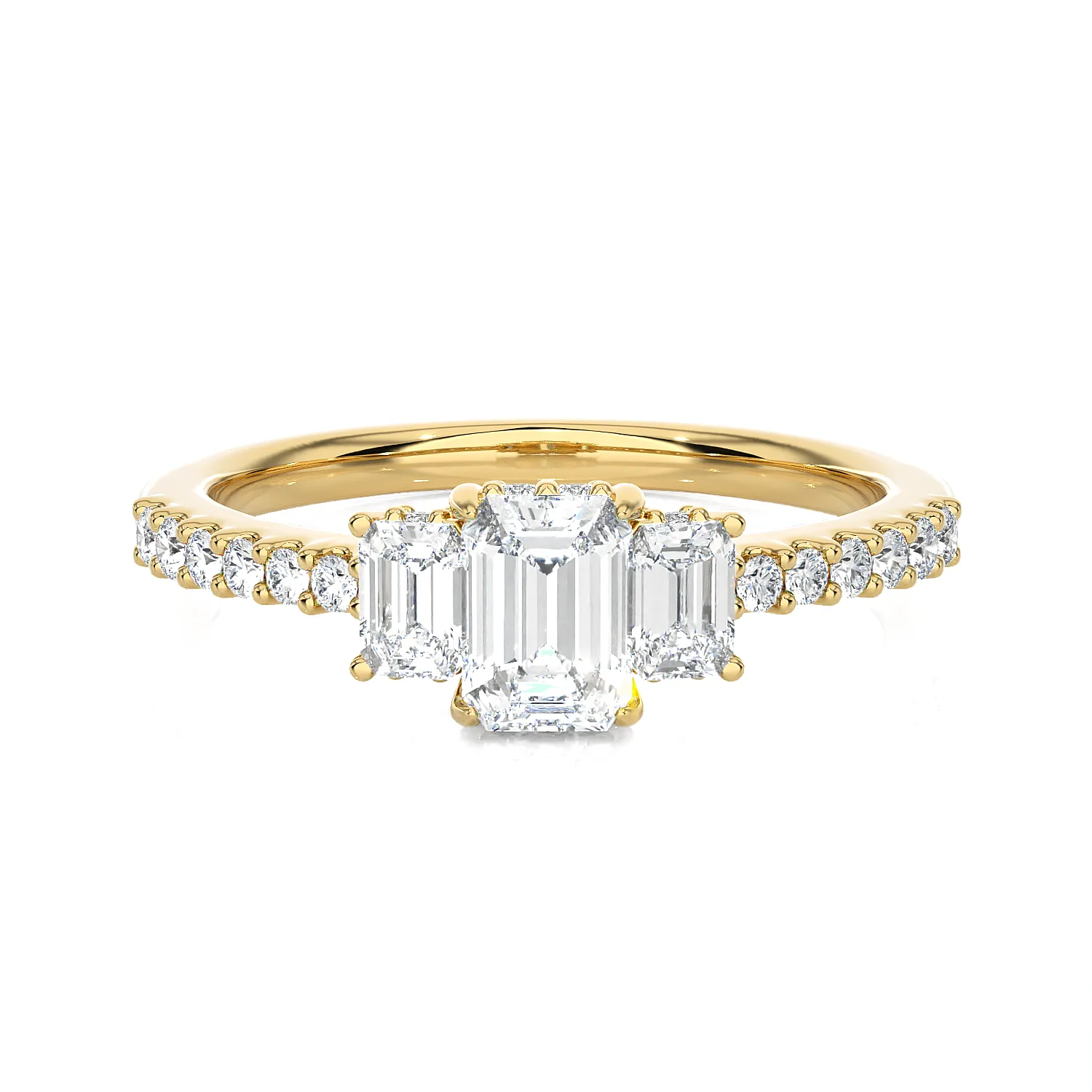 Emerald-Cut Three Stone Lab Grown Diamond Ring