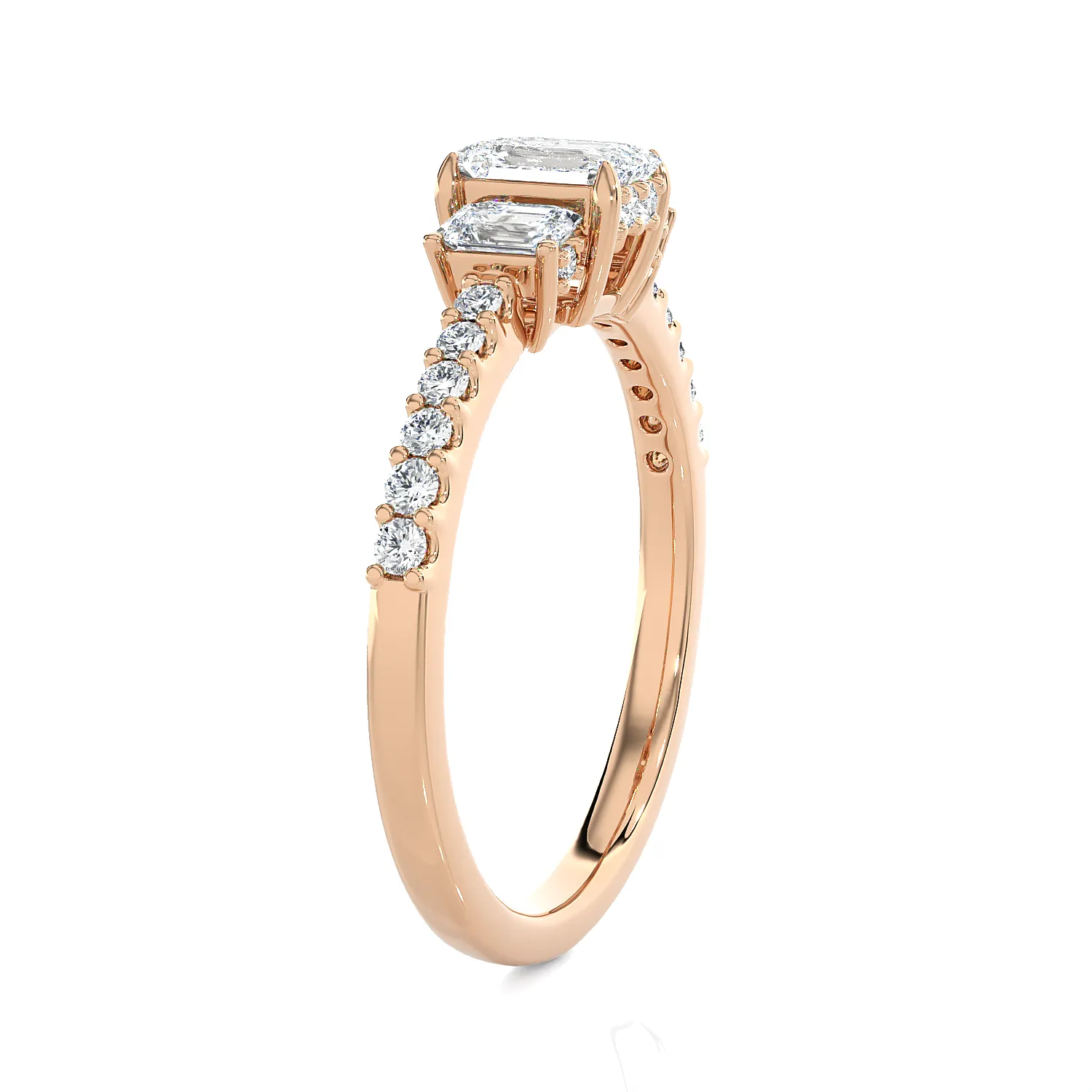 Emerald-Cut Three Stone Lab Grown Diamond Ring