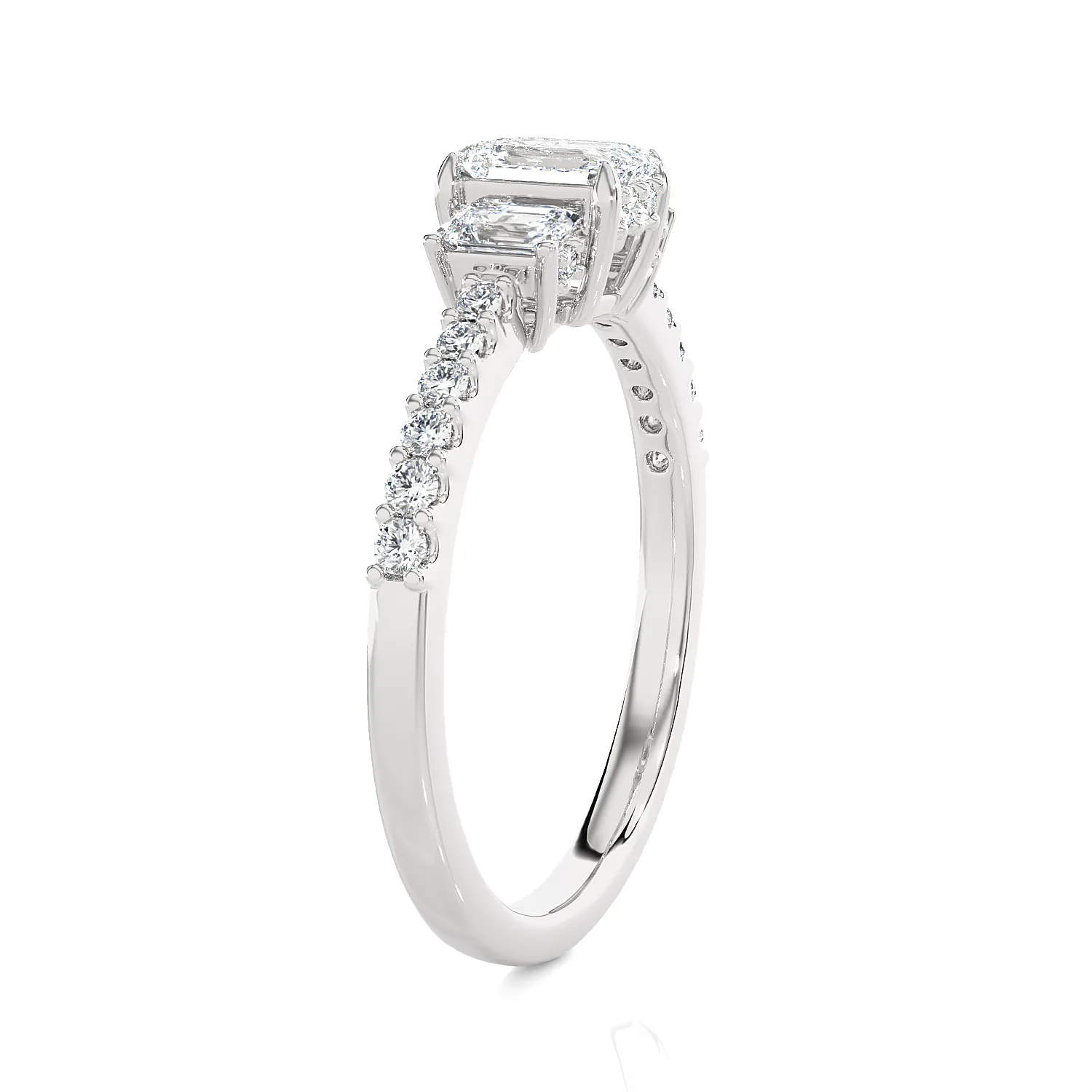 Emerald-Cut Three Stone Lab Grown Diamond Ring