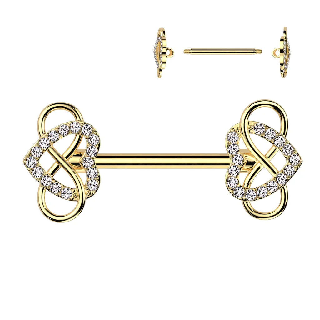 Eternal Love Nipple Barbell with Gold Plating