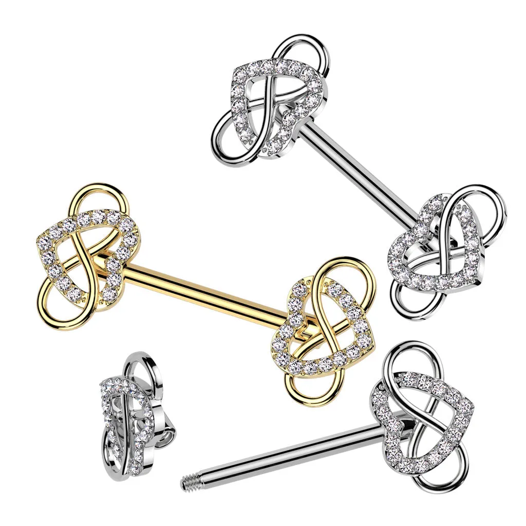 Eternal Love Nipple Barbell with Gold Plating