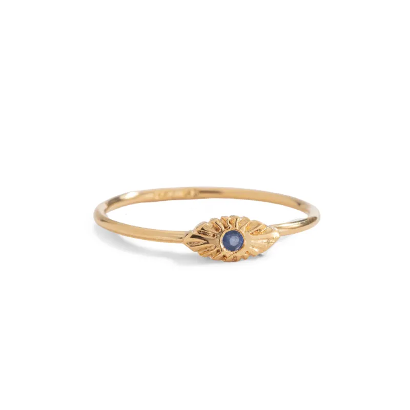 Evil Eye Ring, Blue Sapphire, 9kt Yellow Gold