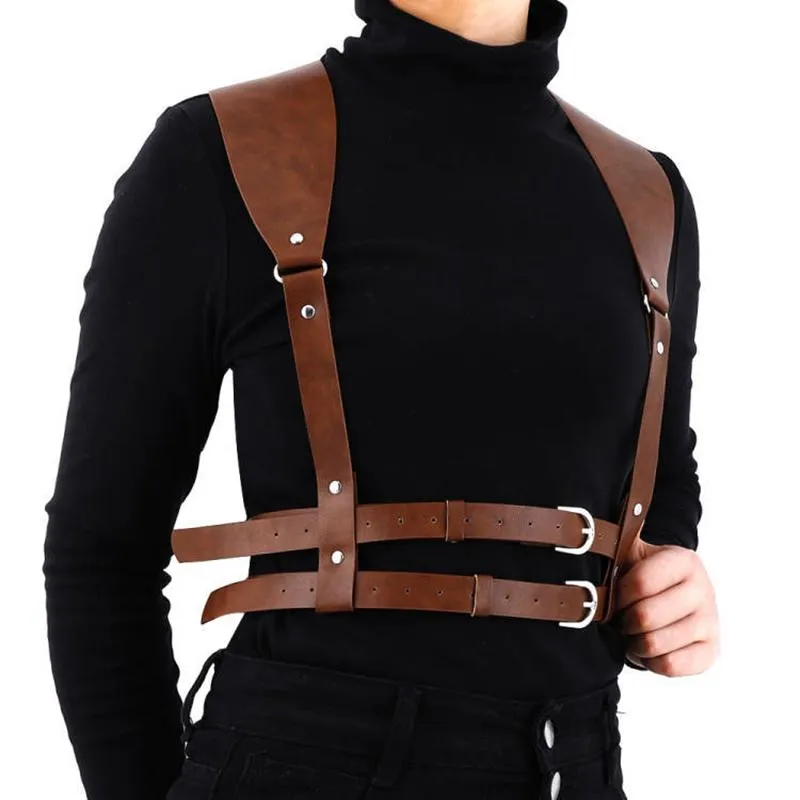 Fashion Punk Leather Harness Belt Strap Girdle Sexy Women Handmade Belt Decorative Shirt Dress Vest Harness Belt