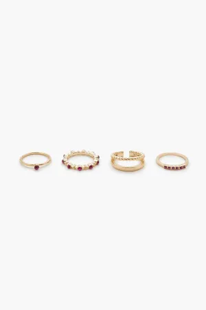 Faux Gemstone Ring Set