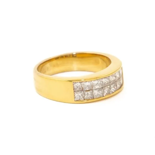 Futuristic 14 KT Stacked Channel Set Diamond Ring