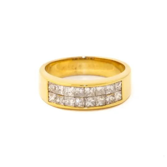 Futuristic 14 KT Stacked Channel Set Diamond Ring