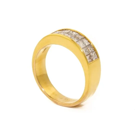 Futuristic 14 KT Stacked Channel Set Diamond Ring