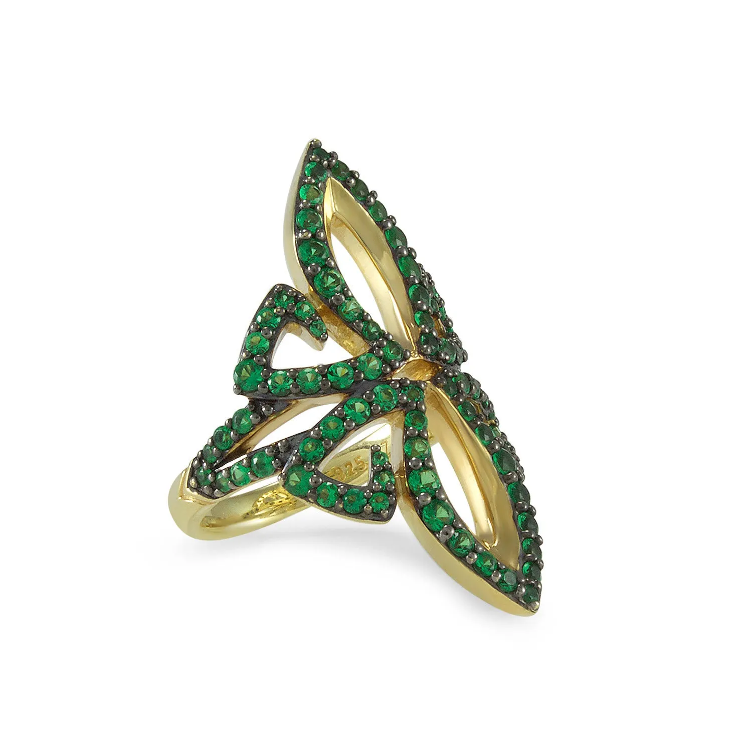 Gala Pavé Ring - 18K Gold Vermeil   CZ Vert