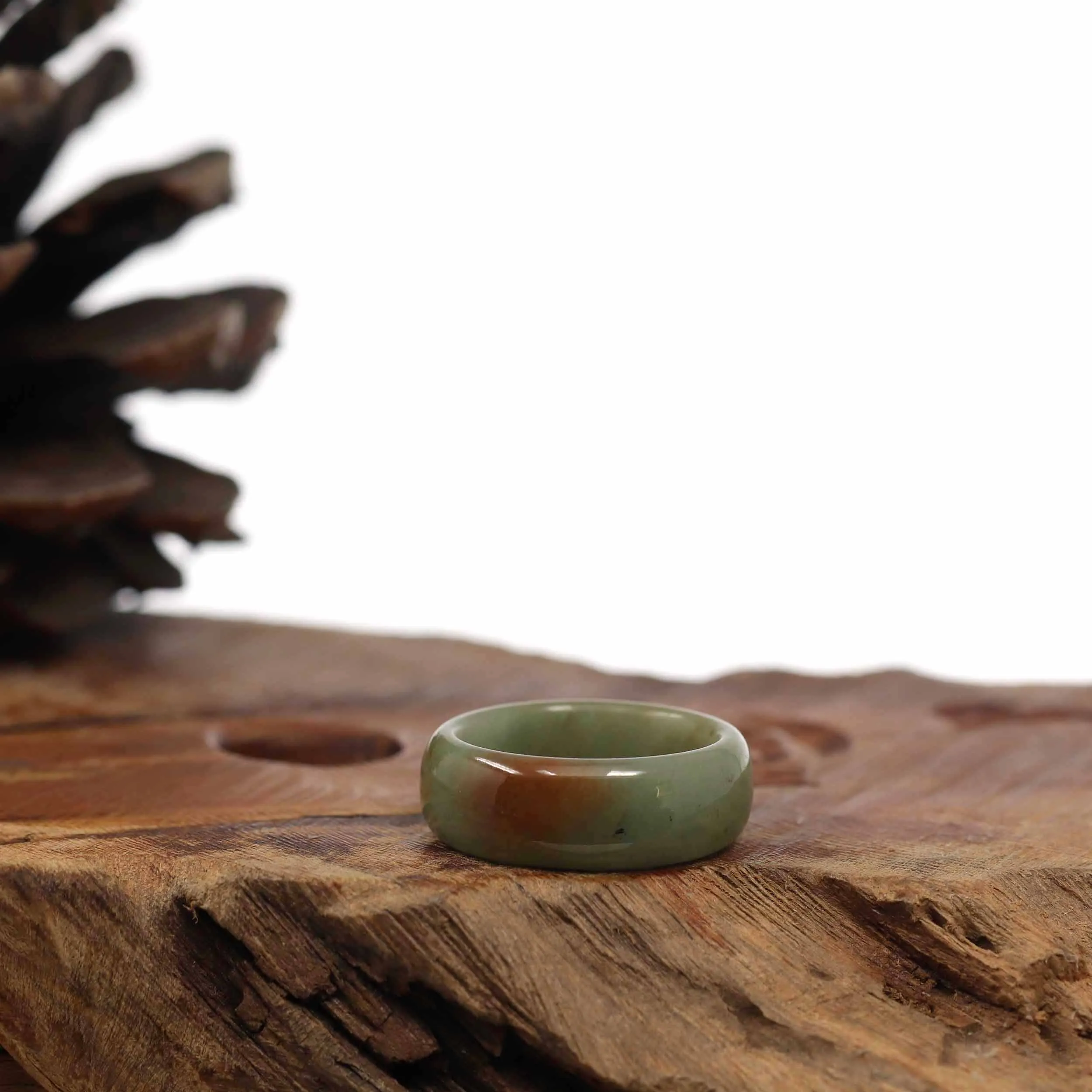 Genuine Burmese Yellow Jadeite Jade Men's Band Ring