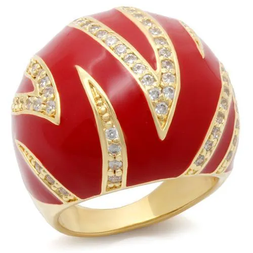 Gold Brass Ring with AAA Grade CZ in Clear for Women Style 0W229