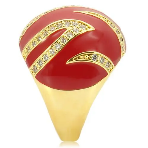 Gold Brass Ring with AAA Grade CZ in Clear for Women Style 0W229