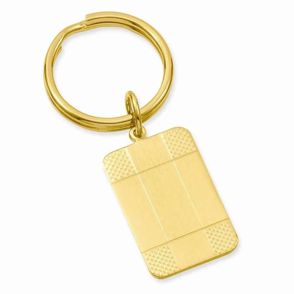 Gold Plated Satin Patterned Corner Key Ring