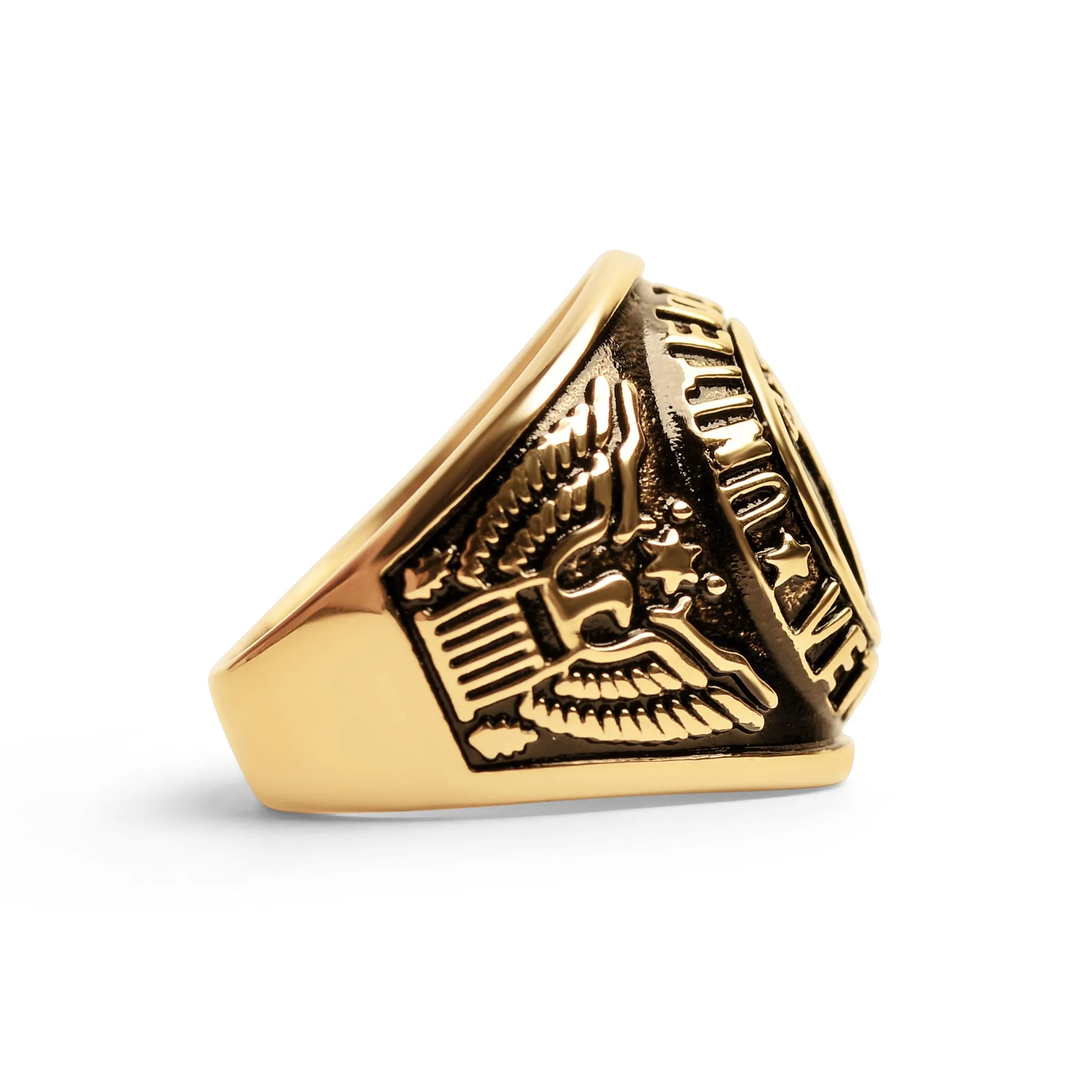 Gold United States Military Veterans Stainless Steel Men's Ring / MCR6008