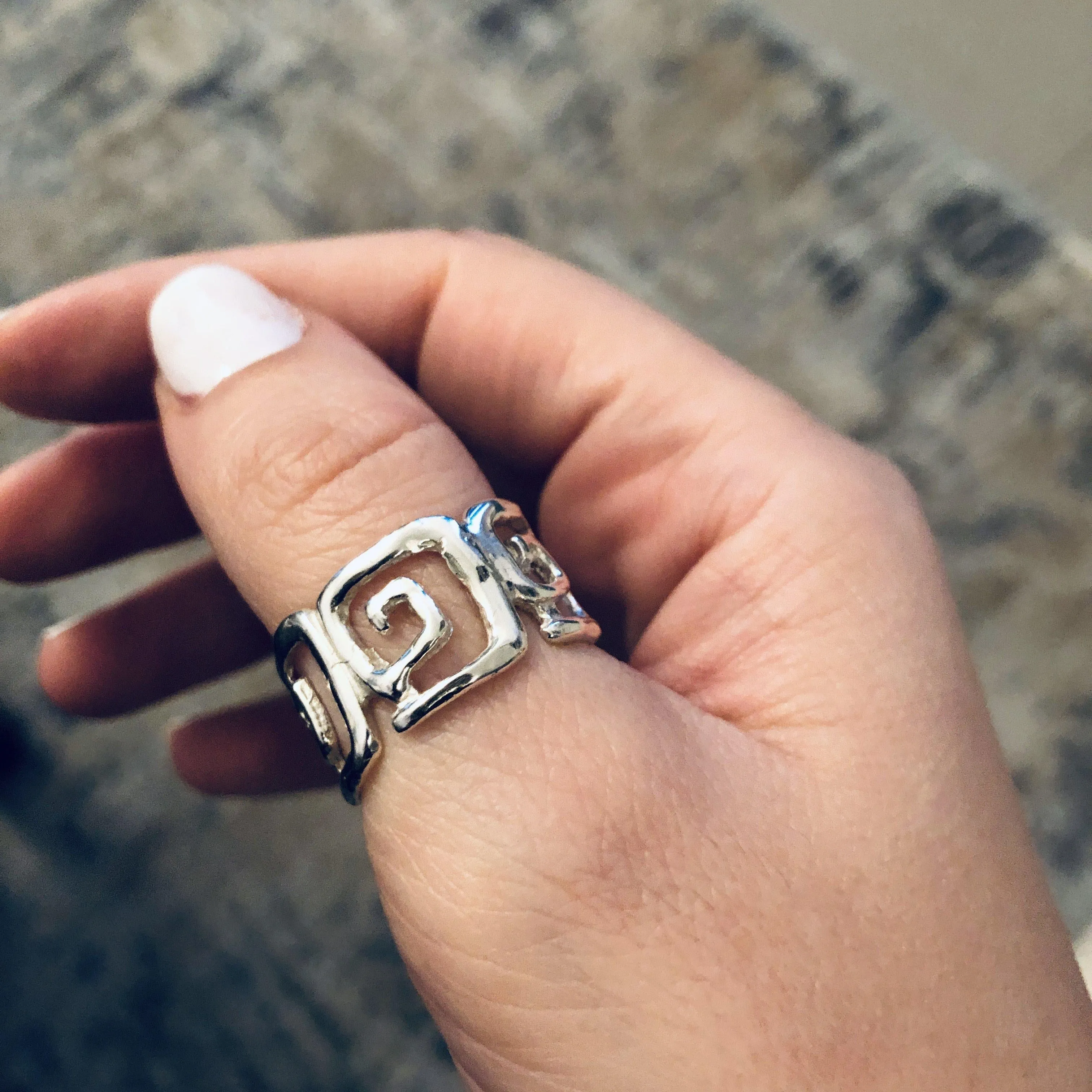 Greek Key Meander Ring in Sterling Silver, Meander Ring (DT-62)